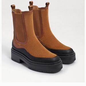 NEW Sam Edelman Lulia Lug Sole Boot, Camel/Brown Suede Sz 7